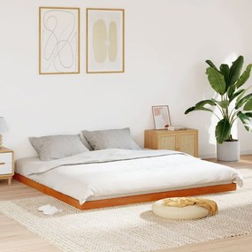 Estrutura de cama 180x200 cm madeira pinho maciço castanho cera