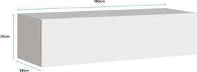 Armário de Parede Castêlo – 160x30 cm – Branco e Preto com Porta Alto