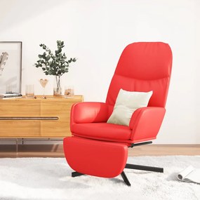 3097420 vidaXL Cadeira de descanso c/ apoio de pés couro artificial vermelho