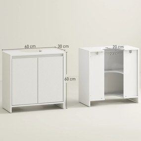 Móvel de lavatório com 2 portas e prateleira ajustável, 60 x 30 x 60 cm, (LAVATORIO E TORNEIRA NÃO INCLUIDA) branco