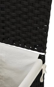 Cesto para roupa suja com tampa 46x33x60 cm vime PE preto