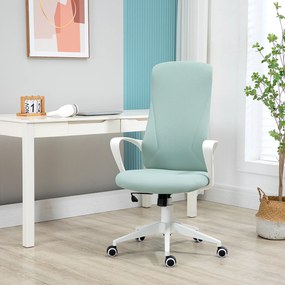 Cadeira de Escritório Ergonómica com Altura Ajustável Função de Inclinação e Encosto Alto 62x56x110-119,5 cm Verde