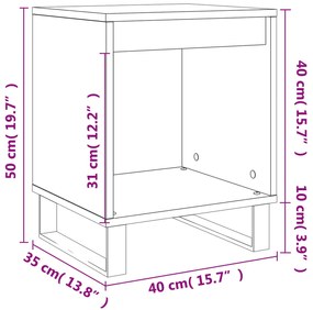 Mesa de cabeceira 40x35x50cm derivados madeira branco brilhante