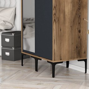 Guarda-Roupa Kumsal RS – Nogueira/Antracite – 80 cm x 47,5 cm x 201,4