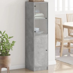 vidaXL Aparador alto c/ porta de vidro 35x37x142 cm cinza cimento
