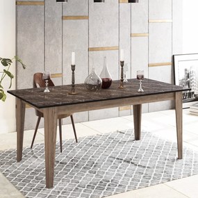 Mesa de Jantar Lorenz – Noz e Preto – 180x76,8x90 cm