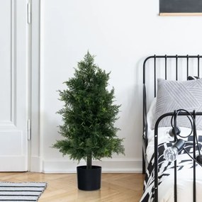 Árvore Artificial de Cedro 80 cm Árvore de Pinheiro Falso com Vaso de Plástico e Folhas Resistentes Planta Decorativa para Interiores Verde
