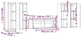 Móveis de TV 5 pcs madeira de pinho maciça branco