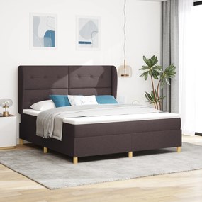 Cama Box Spring com Colchão vidaXL Marrom Escuro 180x200 cm Tecido