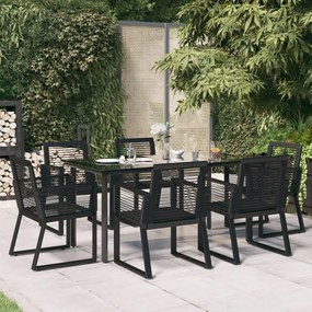 vidaXL 7 pcs conjunto de jantar para jardim vime de PVC preto