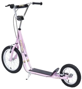 Trotinete Infantil com 2 Rodas 2 Freios e Cavalete Cor Rosa - Alumínio - 125x58x92-100 cm com Rodas Grandes
