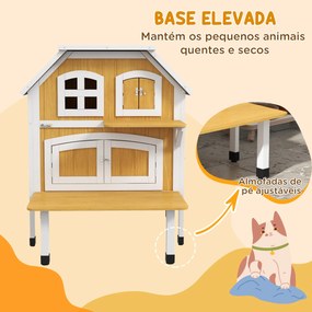 PawHut Casa para Gatos de Madeira 78x82x93 cm Casota para Gatos de 2 N