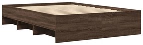 Estrutura de cama 135x190cm derivados madeira carvalho castanho