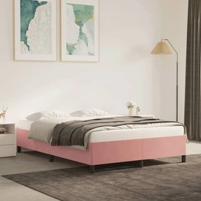 Estrutura de cama 140x200 cm veludo rosa