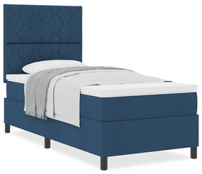 Cama Box Spring com Colchão Azul 90x200 cm Tecido