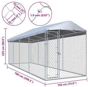 Canil de exterior com telhado 760x190x225 cm