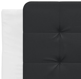 Estrutura cama c/ luzes LED 90x190 cm couro artif. branco/preto