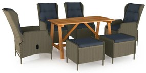 vidaXL 7 pcs conjunto de jantar de jardim castanho