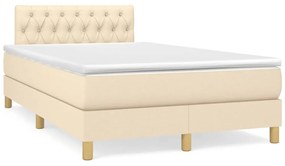 vidaXL Cama box spring c/ colchão e LED 120x190 cm tecido cor creme