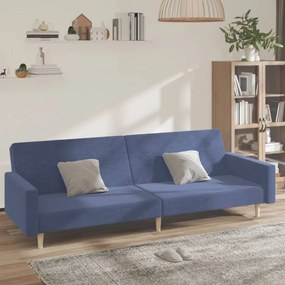 vidaXL Sofá-cama de 2 lugares tecido azul