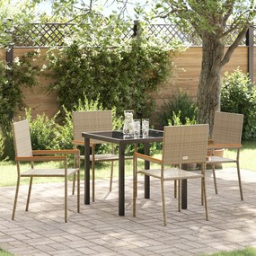 vidaXL Conjunto de Jantar para Jardim 5 Peças Bege Ratan