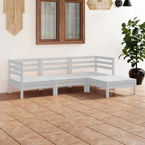 vidaXL 4 pcs conjunto lounge de jardim pinho maciço branco