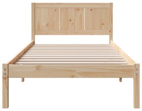 Estrutura de Cama Solteiro em Madeira de Pinho Natural
