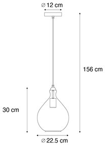Candeeiro suspenso moderno dourado com vidro âmbar - Traditional Moderno