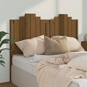 vidaXL Cabeceira de cama 141x4x110 cm pinho maciço castanho mel