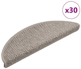 Tapetes escada adesivos aspeto sisal 30 pcs 56x17x3 cm prateado