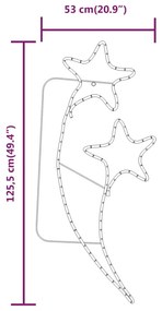 Cordão iluminação em estrela 2 pcs 125,5x53x4,5cm branco quente