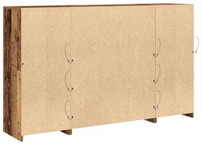 Aparador vidaXL com Luzes LED Madeira Antiga 163x37x100 cm Madeira Eng
