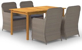 5 pcs conjunto de jantar para jardim castanho