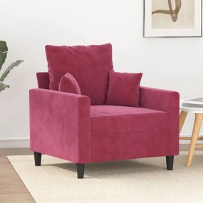 Poltrona 60 cm veludo vermelho-tinto