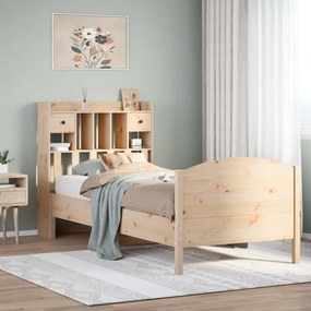 Cama com estante sem colchão 75x190 cm pinho maciço