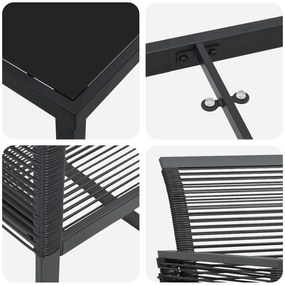 Conjunto de Jantar de 7 Peças Preto Rattan Poliéster