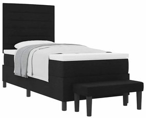 Cama Box com Colchão e Banco Preto 100x200 cm Tecido