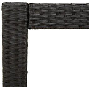 Mesa apoio jardim c/ tampo madeira 60x40x75 cm vime PE preto