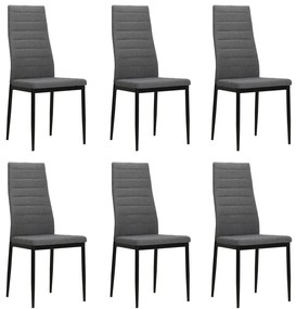 Cadeiras de jantar 6 pcs tecido cinzento-claro