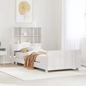 Cama sem colchão 90x200 cm madeira de pinho maciça branco
