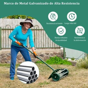 Rolo Jardim Aerador de relva de 46 cm Aeração com dentes rotativos Escudo protetor Aeração pesada do solo para jardim pátio