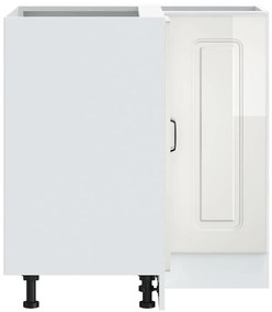 Armário baixo de canto de cozinha Kalmar branco alto brilho