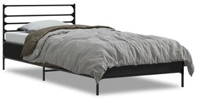 Estrutura de cama 75x190 cm derivados de madeira e metal preto