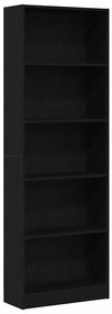 Estante de Carvalho Preto - 60 x 24 x 176 cm, Feita de Madeira de Enge