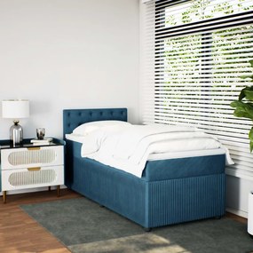 Cama boxspring com colchão 90x200 cm veludo azul