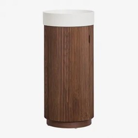 Conjunto De Móvel De Casa De Banho Ø40 Cm Em Madeira Com Lavatório Integrado Freia Madeira Escura - Sklum