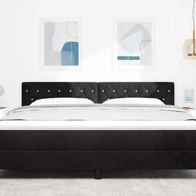Cabeceira LED com botão de cristal, estofada em veludo preto, 90 cm