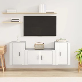 vidaXL Conjunto móveis de TV 3 pcs madeira processada branco
