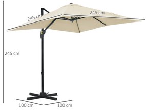 Chapéu de Sol de Jardim 245x245x245 cm Chapéu de Sol Excêntrico com Ro