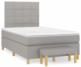 Cama boxspring com colchão 120x190 cm tecido cinzento-claro